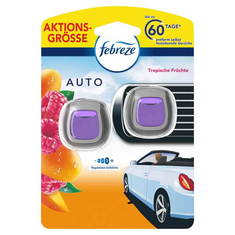 Lufterfrischer Febreze Car, Tropical Fruits, 2 Stück à 2 ml - ATU