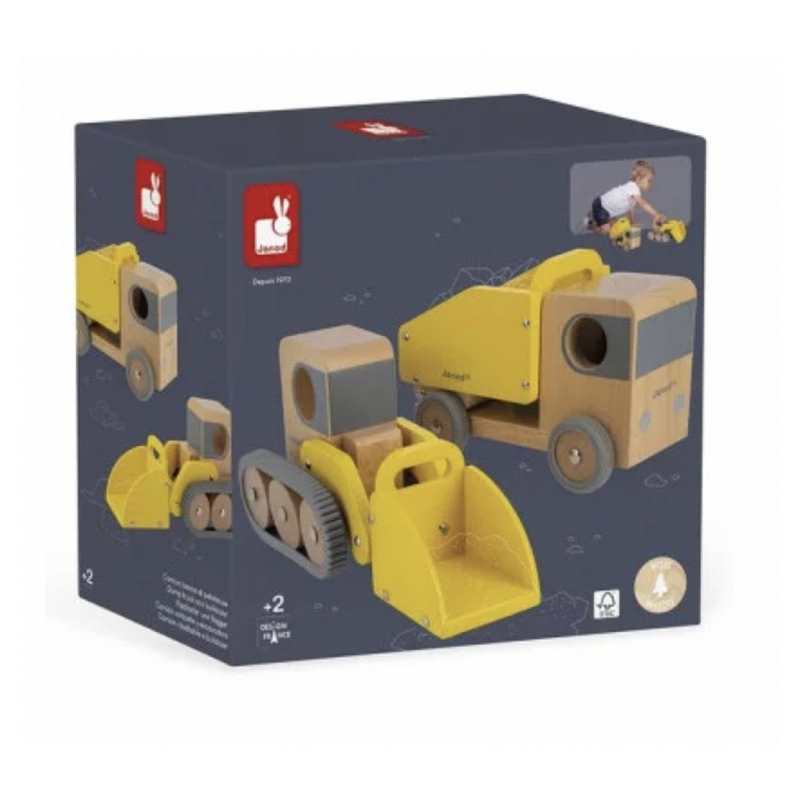 Camion benne et pelleteuse Bolid en bois