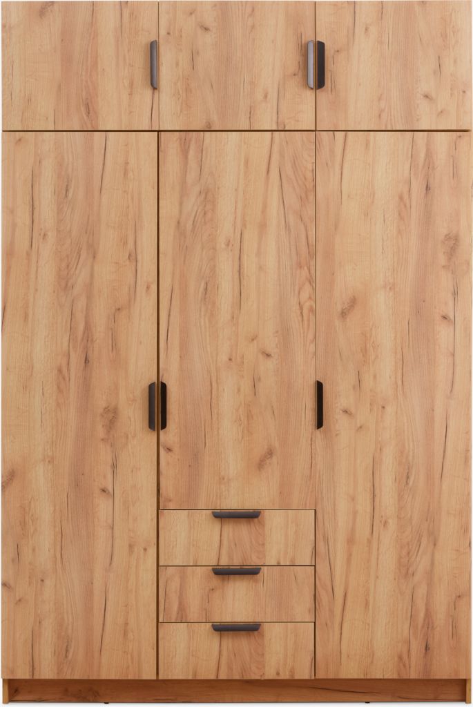 Armário JENSLEV JENSLEV 144x176 com 3 portas e 3 gavetas na cor carvalho.