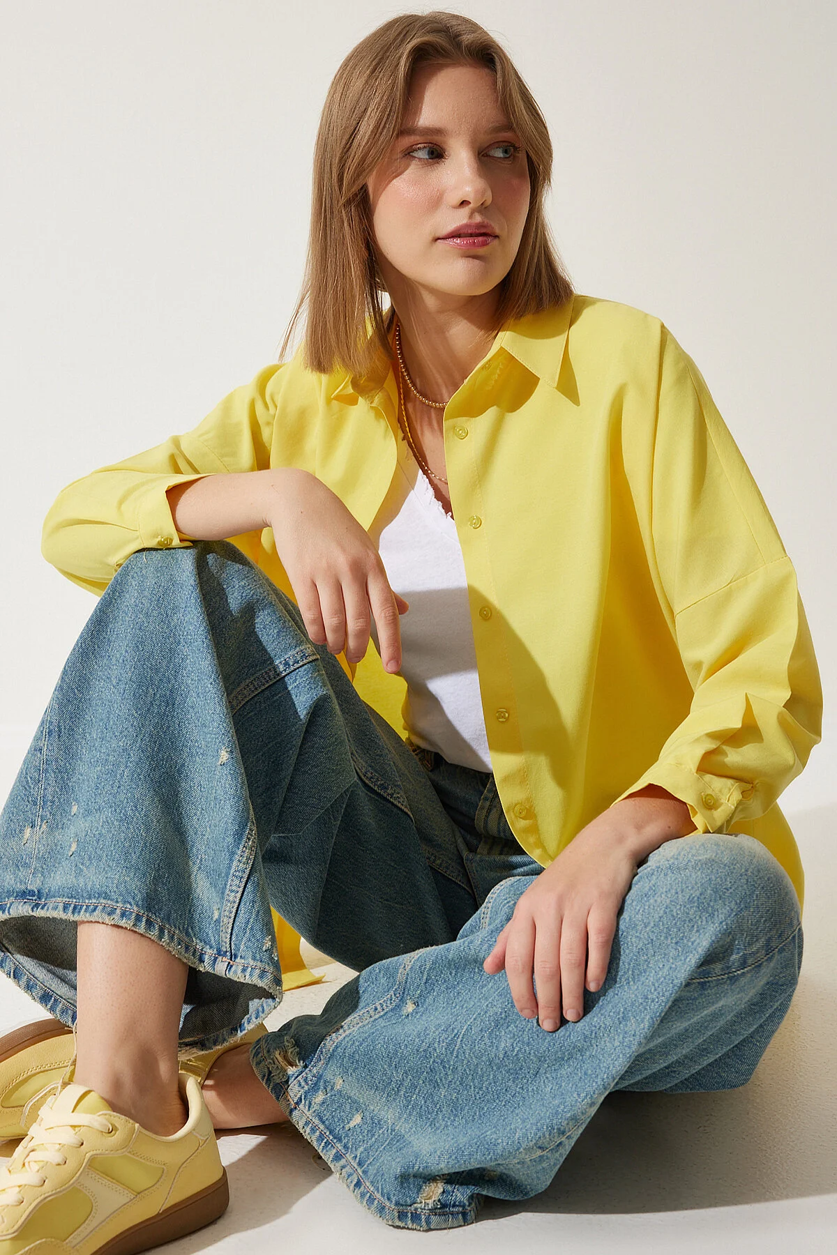 Happiness İstanbul  Hemd - Gelb - Oversized