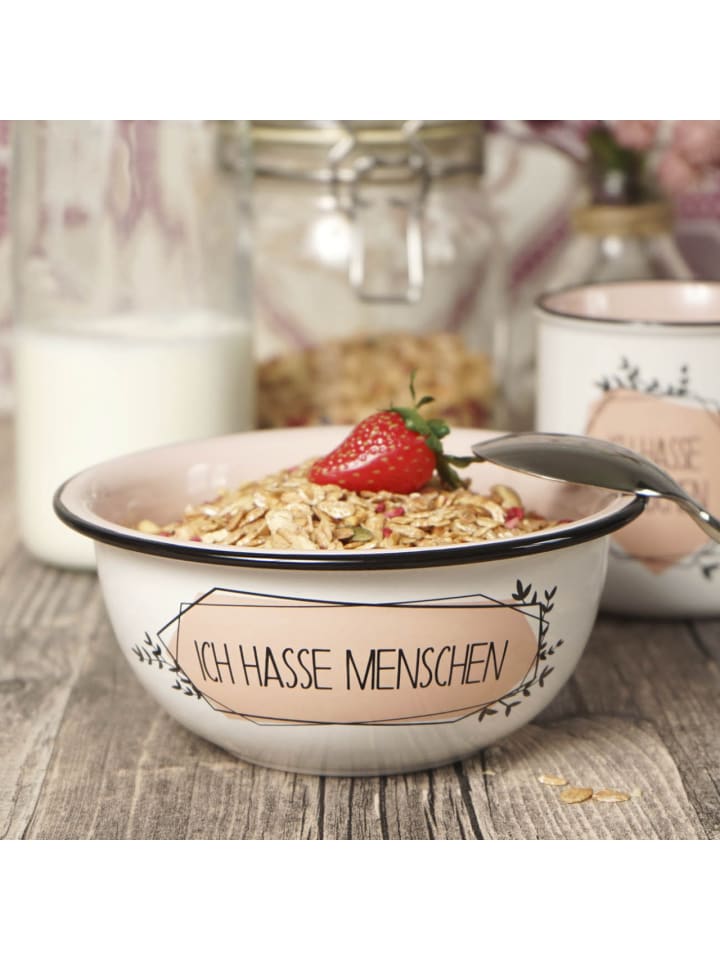 Geda Labels Müslischale Ich hasse Menschen Emaille-Optik in Rosa - 600 ml günstig kaufen onesize