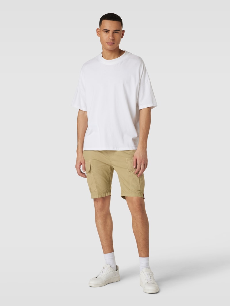 Bermudas aus Baumwolle mit Label-Details Modell 'RIBSTOP' in sand