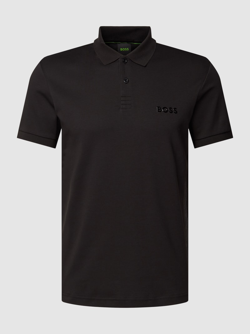 Slim Fit Poloshirt mit Label-Detail Modell 'Paule' in schwarz