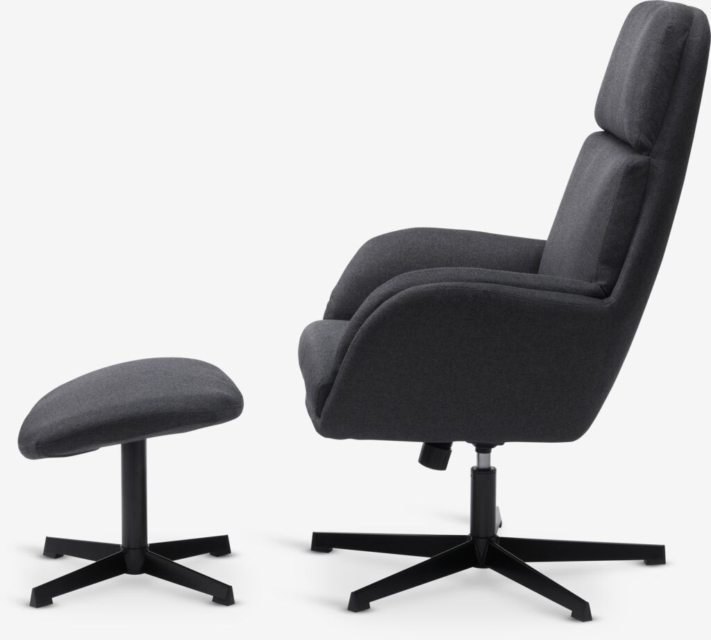 Fauteuil inclinable TANKEDAL avec repose-pieds, tissu gris foncé