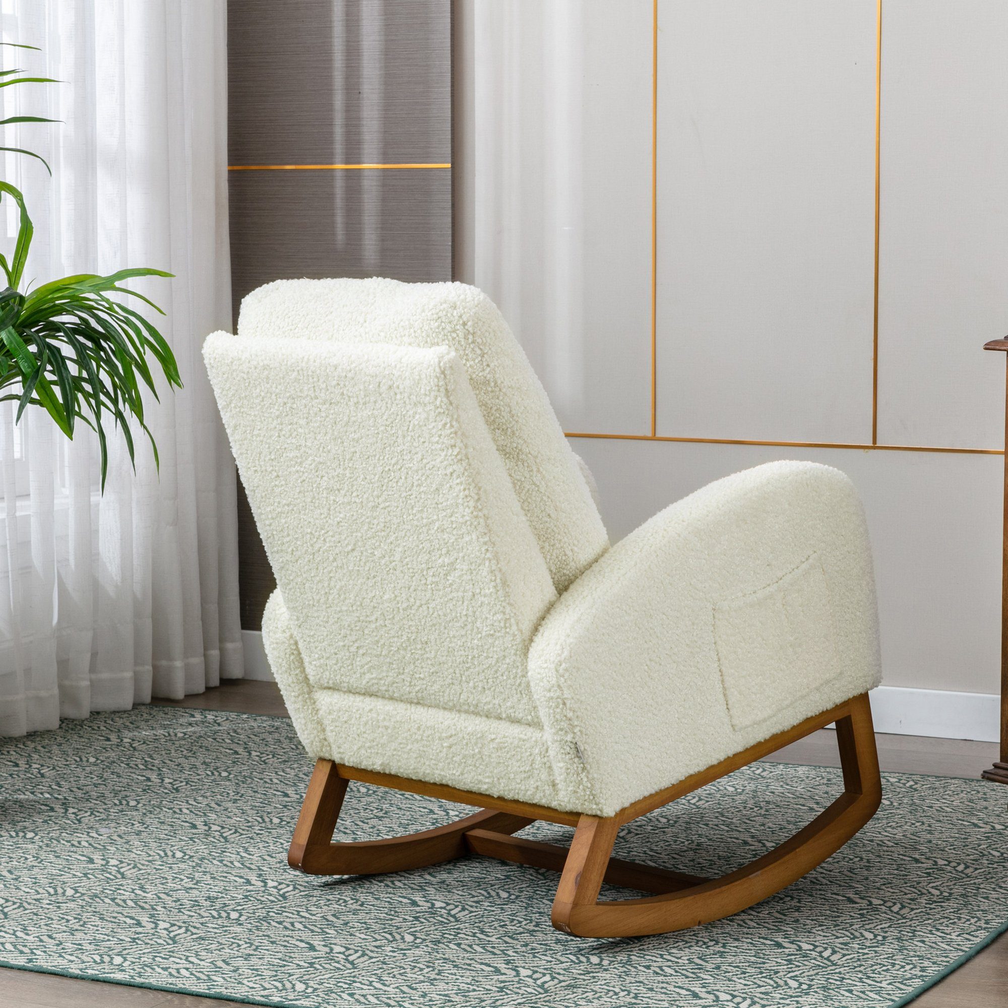 REDOM Schaukelstuhl Wohnzimmer-Loungesessel, bequemer Sessel mit Seitentaschen (mit hoher Rückenlehne), Baby- und Kindergepolsterter Kindergartenschaukelstuhl