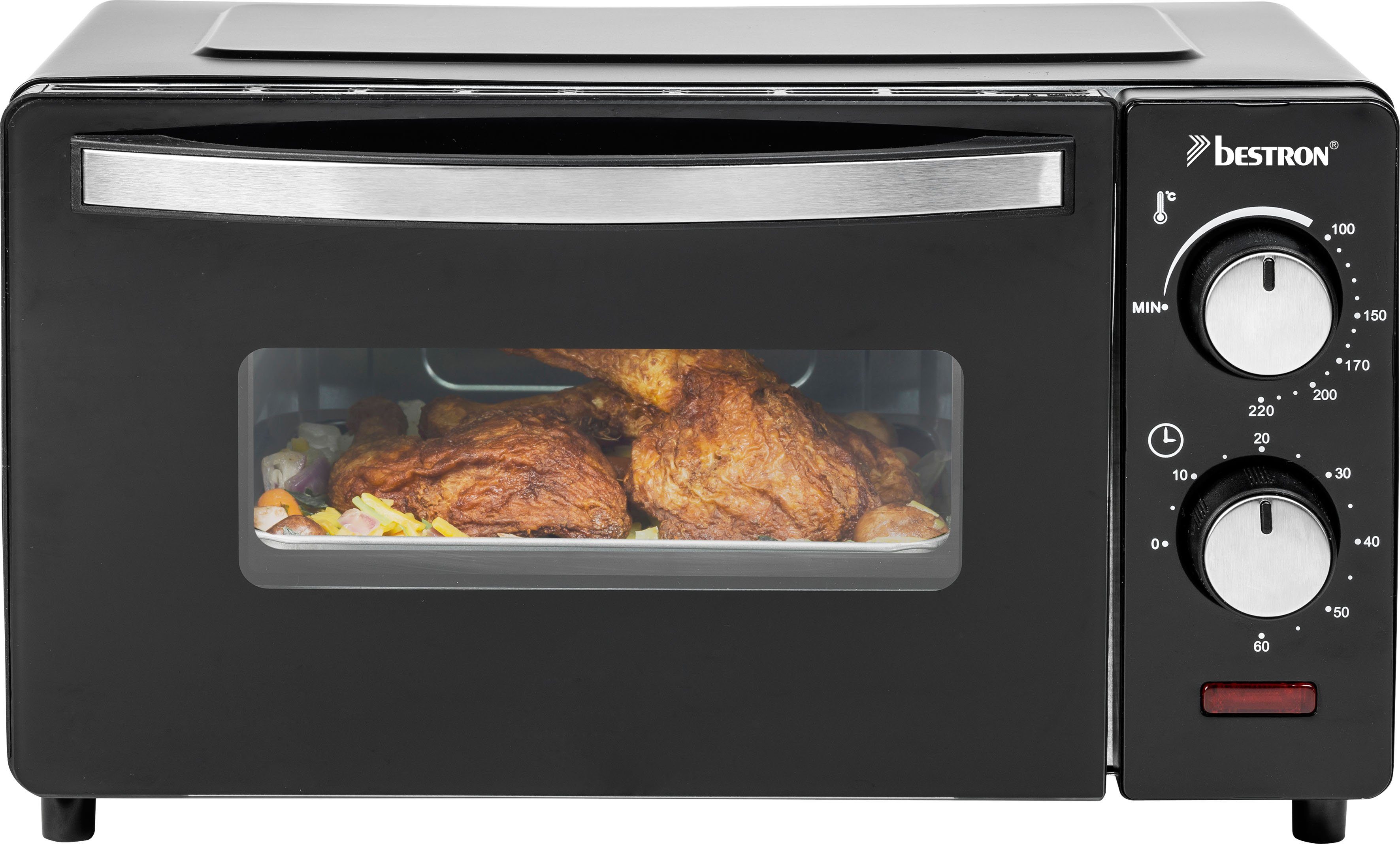 bestron Minibackofen AOV9 kompaktes Gerät, 800 Watt, Schwarz