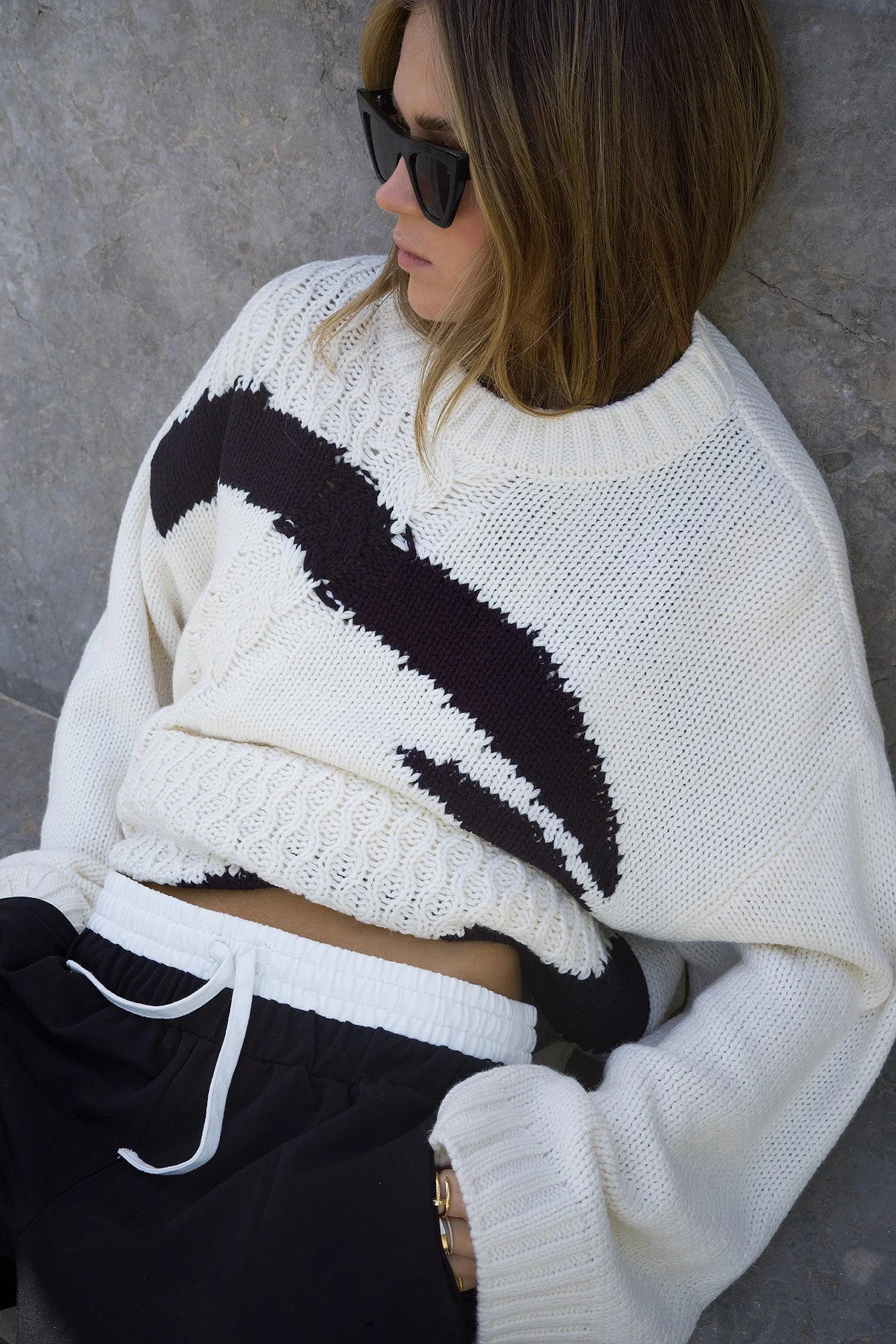 Obersized-Pullover mit Zopfmuster
