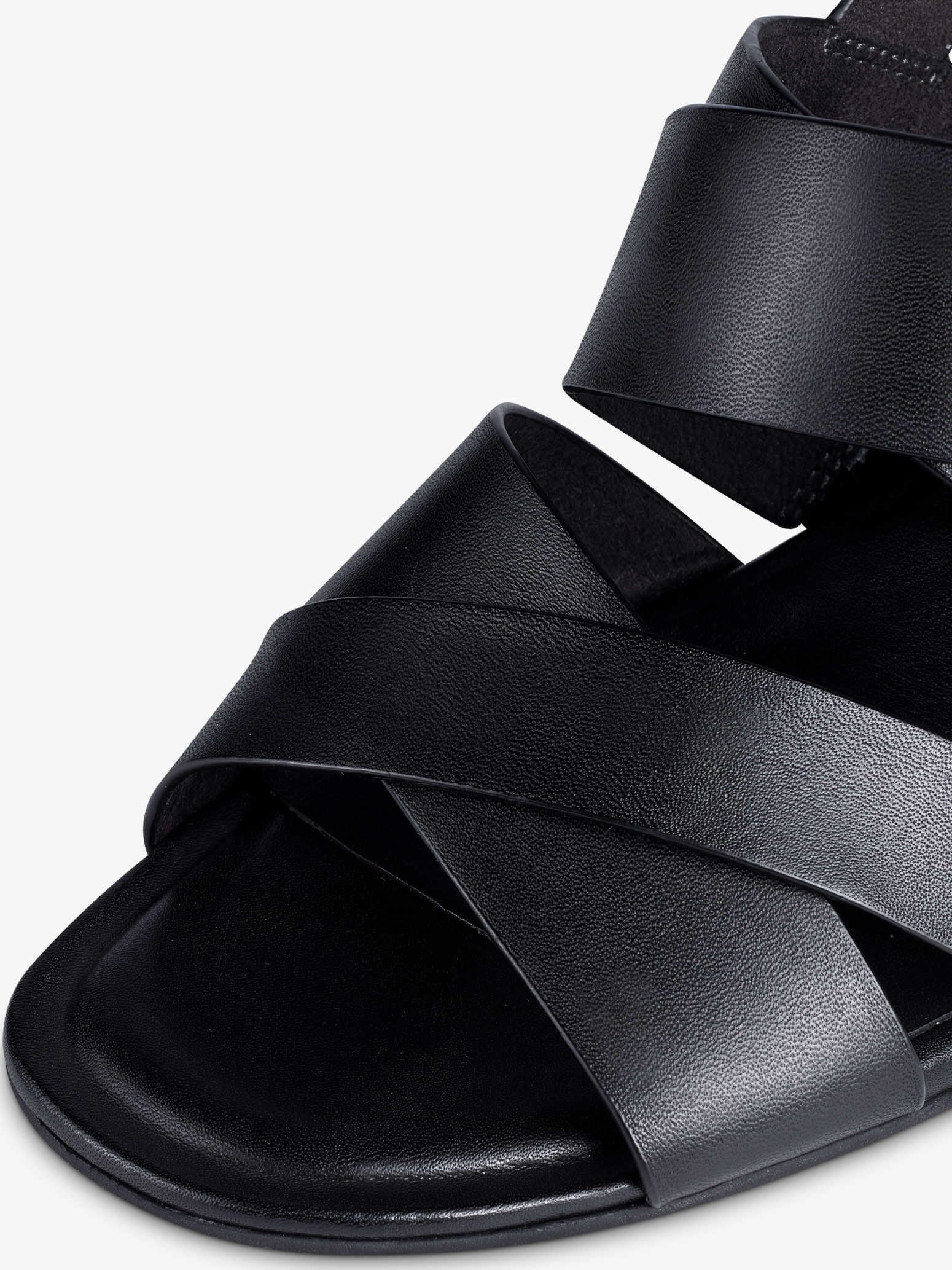 Sandale à talon en cuir - noir