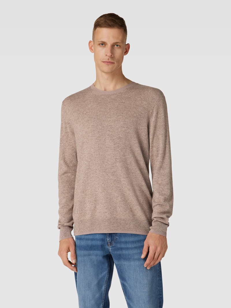 Strickpullover mit Rundhalsausschnitt Modell 'Sano' in taupe