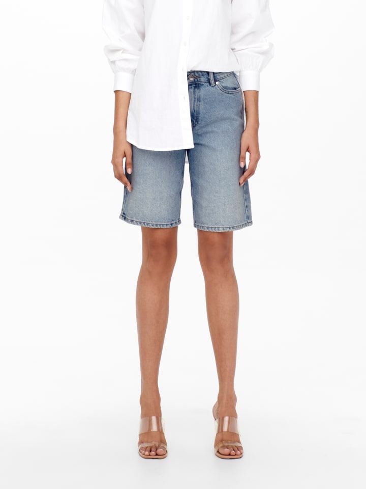 ONLY Jeans-Bermuda mit geradem Schnitt und fünf Taschen in Hellblau günstig kaufen S