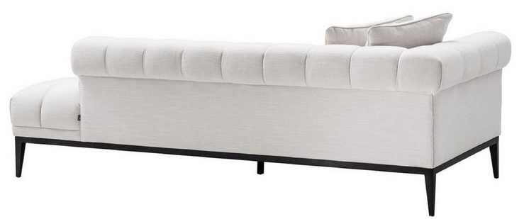 Casa Padrino Loungesofa Luxus Lounge Sofa Weiß / Schwarz 223 x 98 x H. 69 cm - Linksseitiges Wohnzimmer Sofa mit 2 Kissen - Luxus Qualität