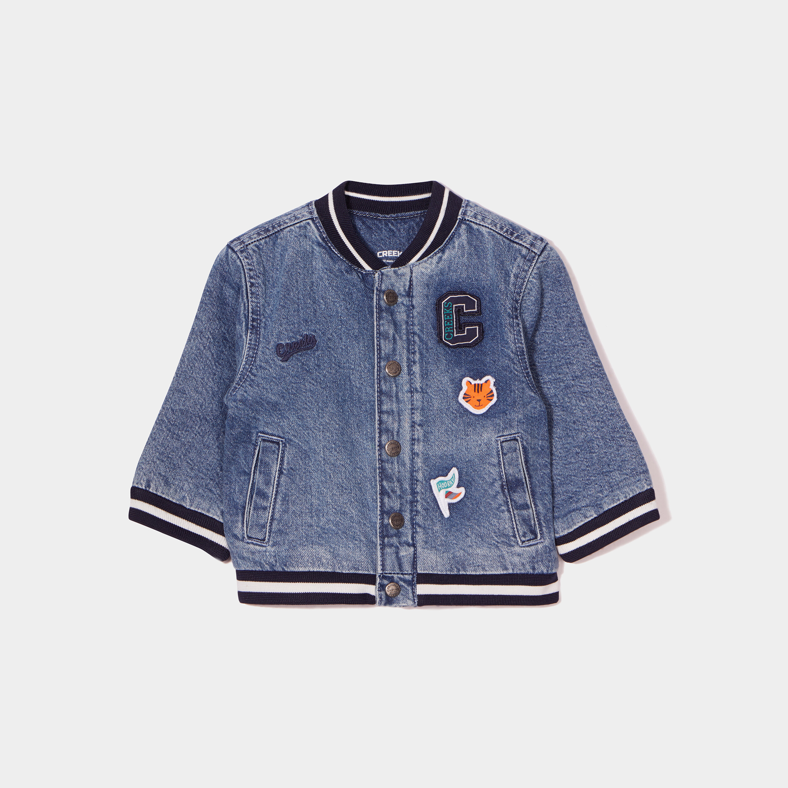 Veste teddy en jean avec patchs Creeks denim double stone bébé garçon | La Halle