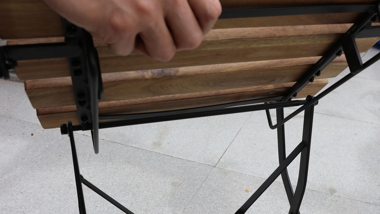 HC Garten & Freizeit Bistroset Outdoor-Klappstuhl-Set 3tlg., 2-Sitzer mit 2 Streben aus Akazienholz