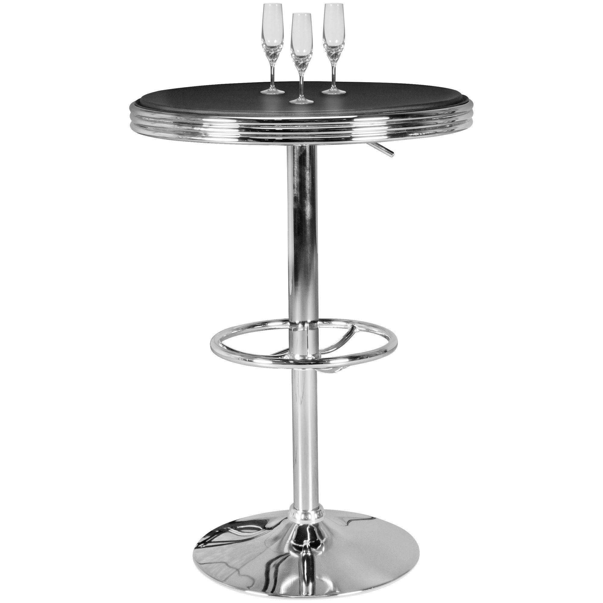 FINEBUY Bartisch FB45665 (American Diner Rund Ø 60 cm Kunstleder Aluminium), Stehtisch Modern, Partytisch Retro USA Bistrotisch