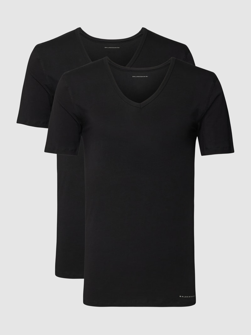 T-Shirt mit V-Ausschnitt in schwarz
