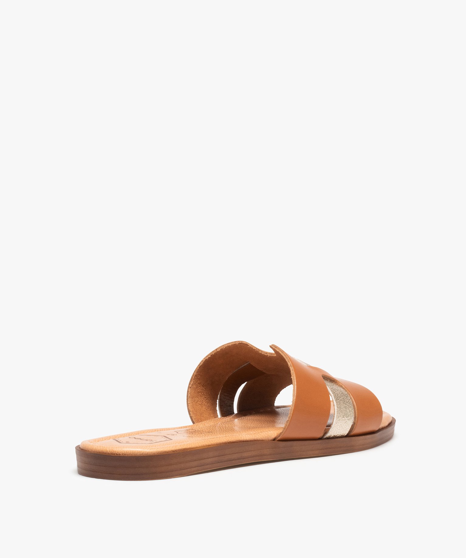 Mules femme avec dessus en cuir et bride scintillante - Tanéo marron | GEMO
