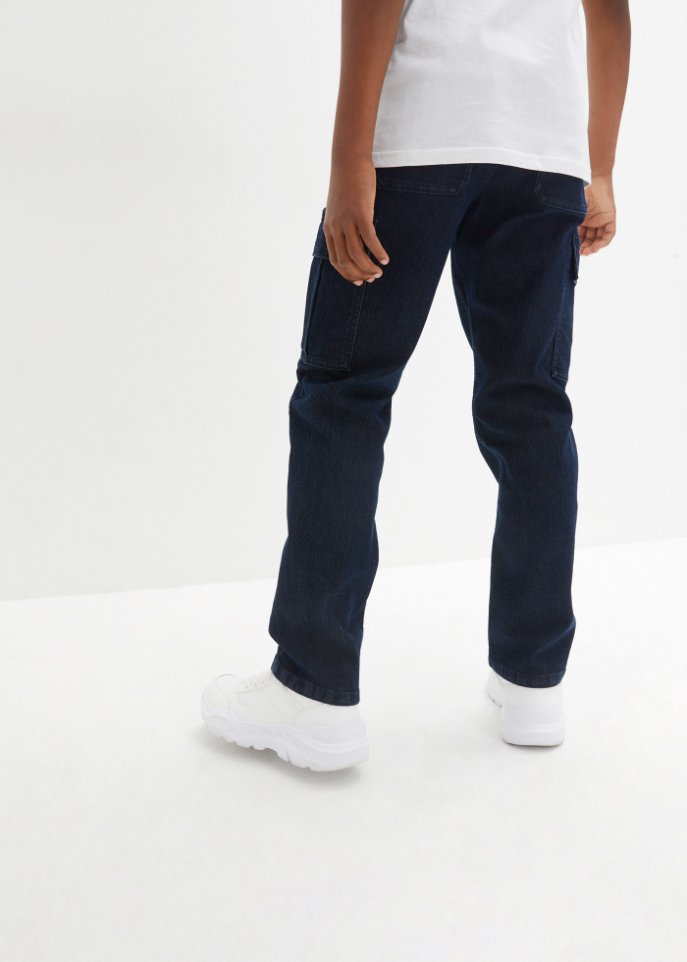 Jungen Wide Leg Cargo-Hose mit farblich abgesetztem Garn, Loose Fit