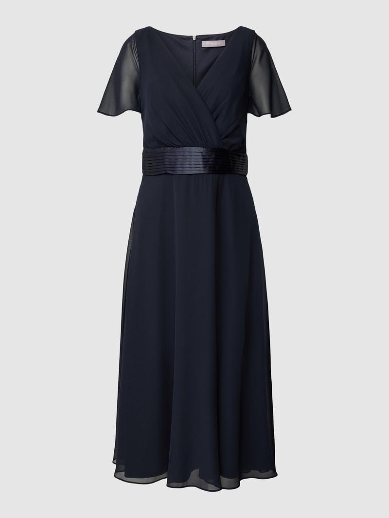 Cocktailkleid in Wickel-Optik in marineblau meliert