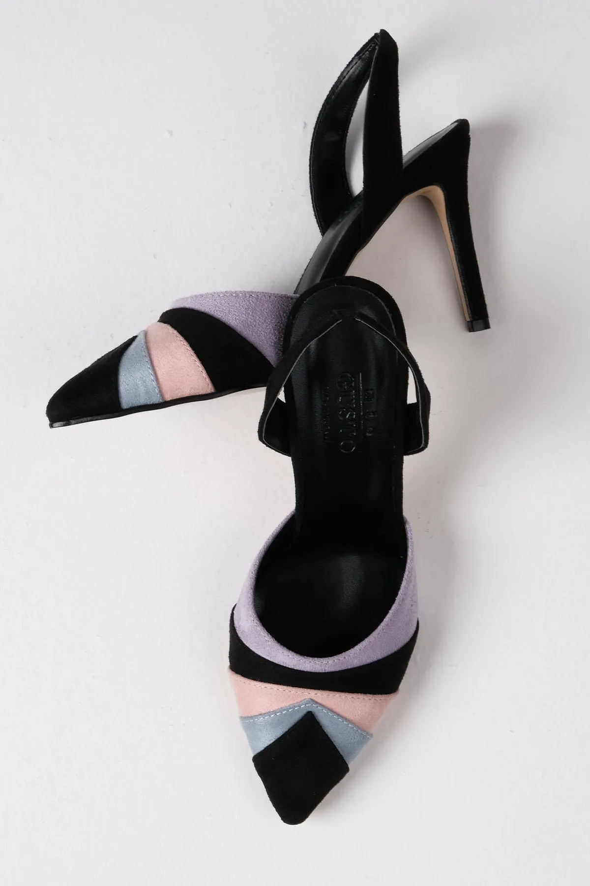 Mio Gusto  Valentina – Mehrfarbige Damenschuhe mit offenem Rücken und Absatz