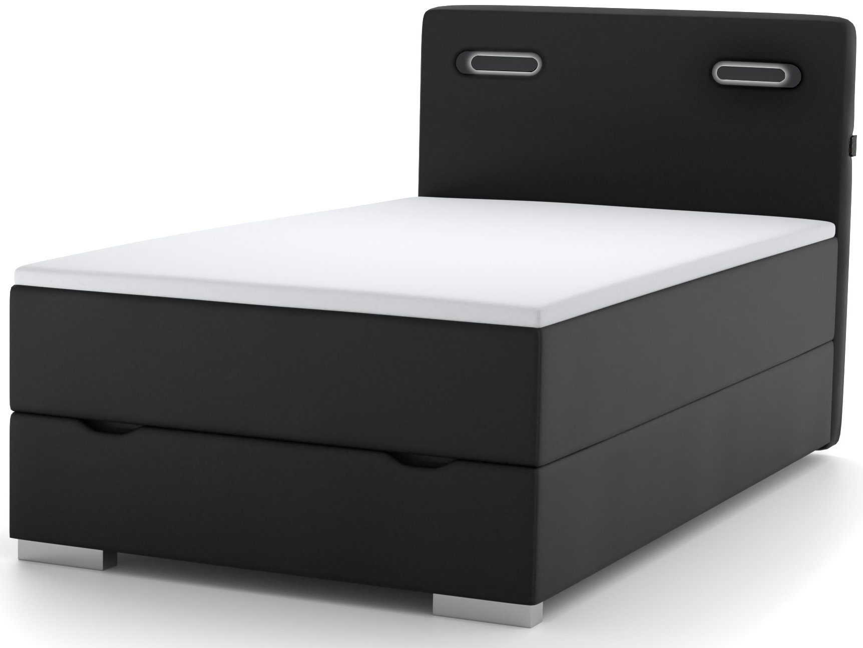 wonello Boxspringbett Modesto, inkl. LED-Beleuchtung, Bettkasten, 2x USB-Anschluss und Topper
