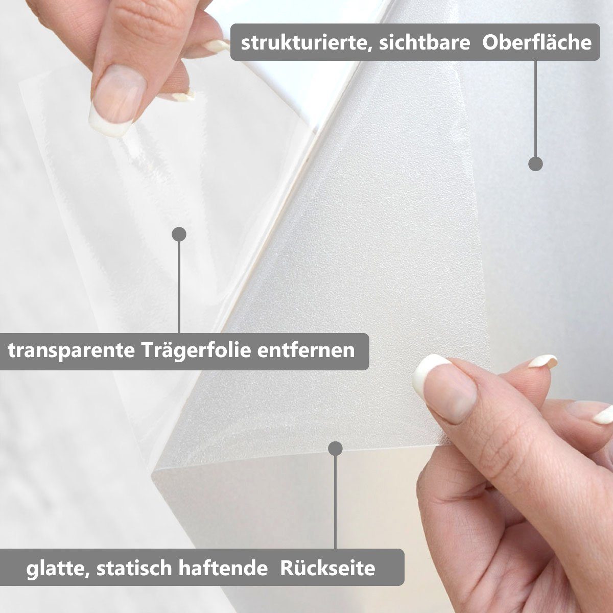 Fensterfolie Sichtschutz Fensterfolie 90x200 cm Milchglasfolie, eyepower, Selbst-Haftend Sonnenschutz