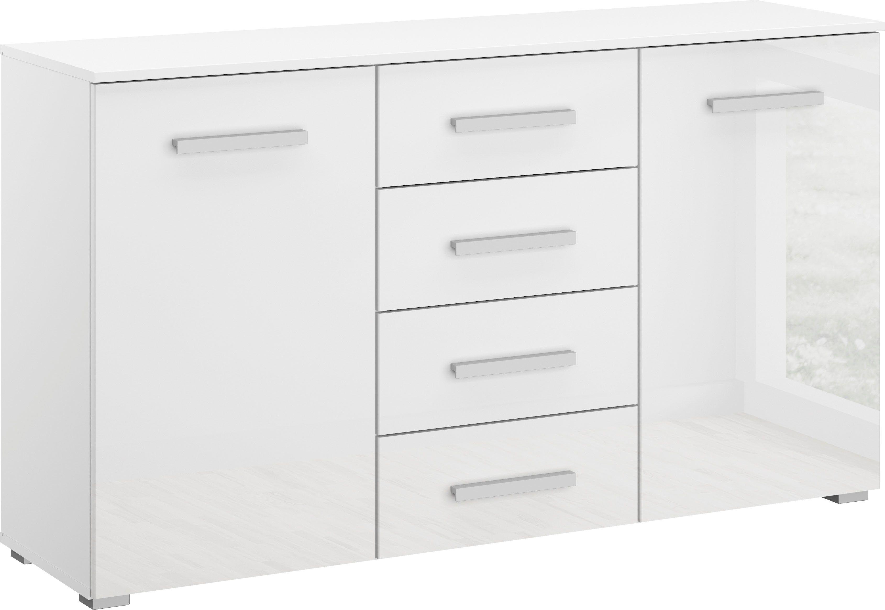 rauch Kommode Koluna, mit Hochglanzfront, 4 Schubkästen, inkl. 3er-Set Filzboxen