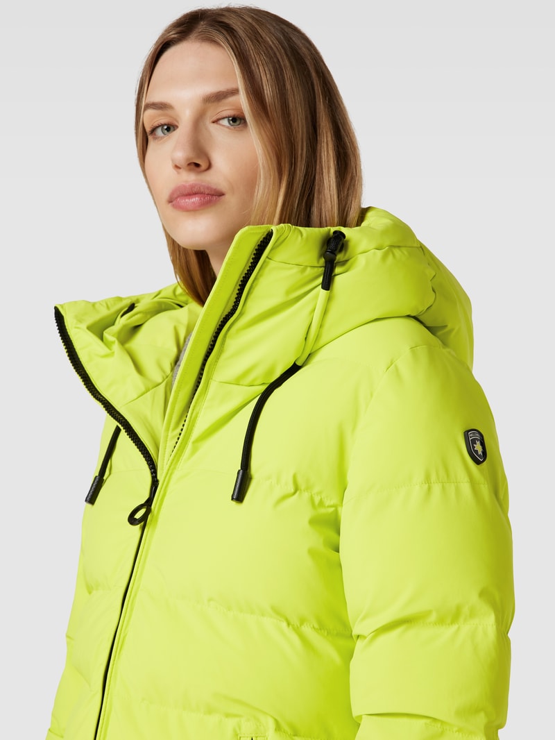 Steppjacke mit Label-Applikation Modell 'CORDOBA' in neon gelb