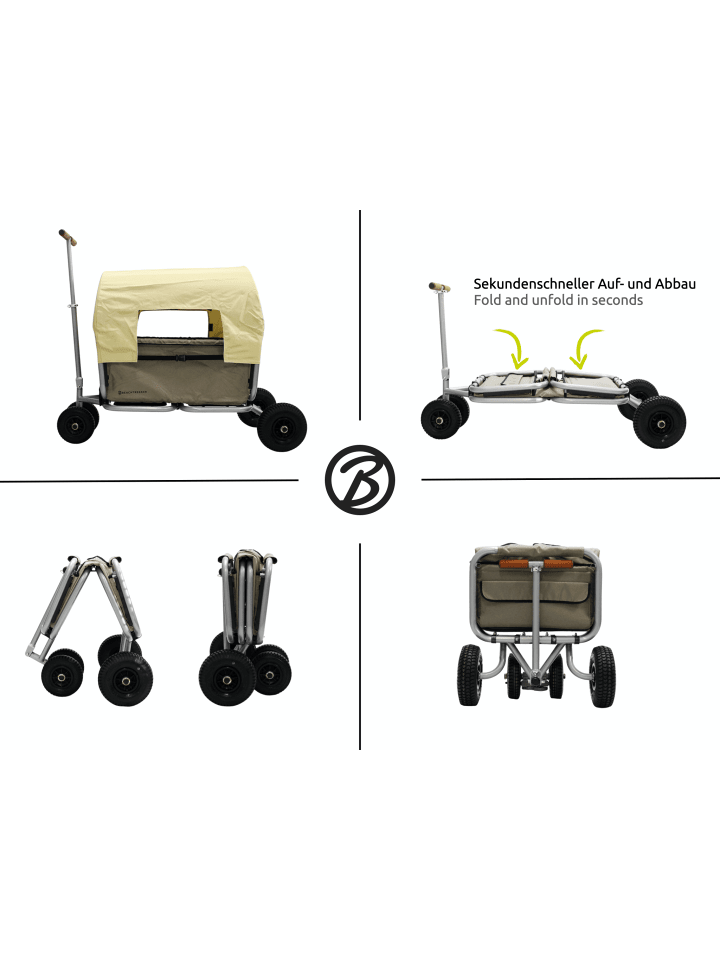 Beachtrekker Beachtrekker LiFe faltbarer Bollerwagen (Beige)   Bremse   Sonnenverdeck günstig kaufen onesize