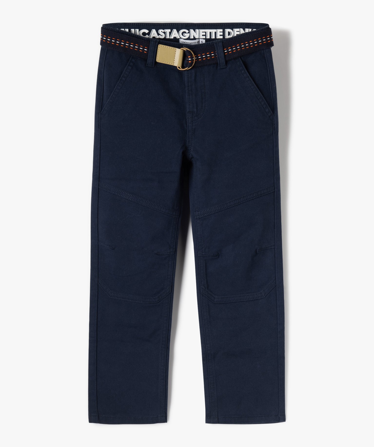 Pantalon en toile avec ceinture Garçon - LuluCastagnette marine | GEMO