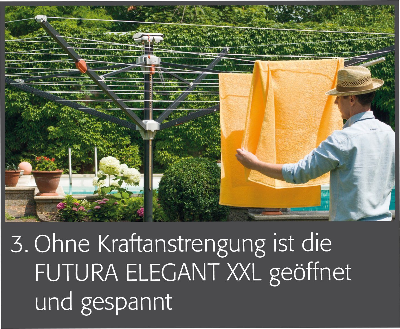 Juwel Wäschespinne Futura Elegant XXL LIFT Höhenverstellbar für 5-6 Wäscheladungen