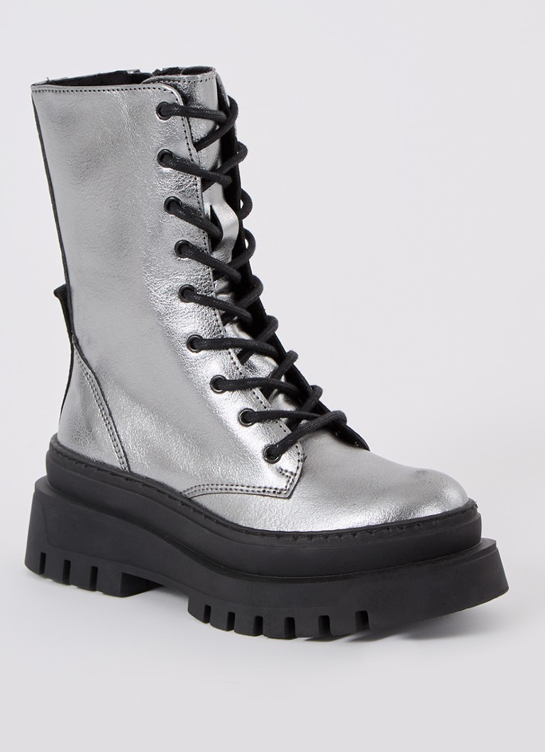 Ghete Steve Madden Jcoast cu șireturi și finisaj metalic