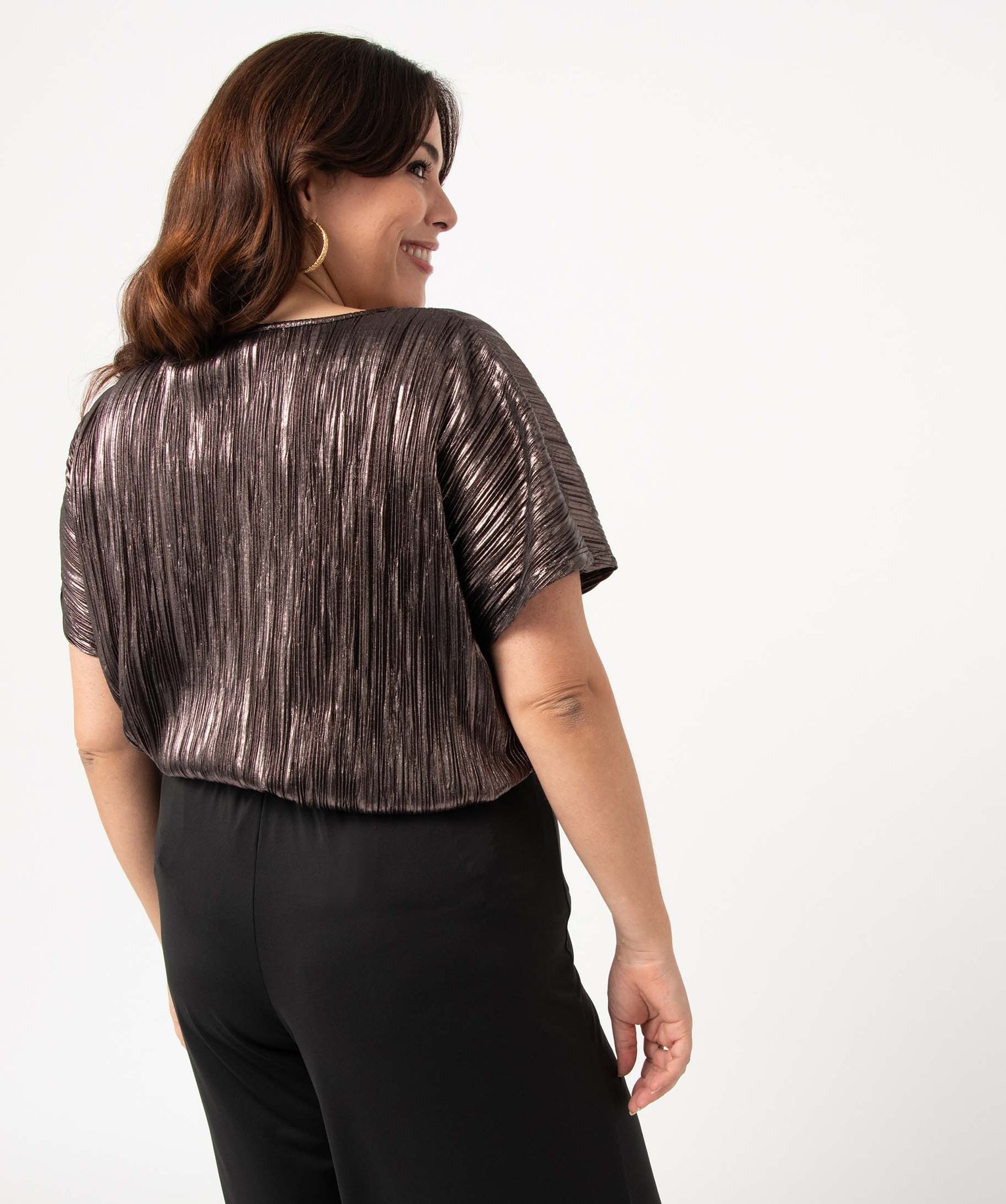 Tee-shirt femme grande taille loose en maille plissée scint... vert | GEMO