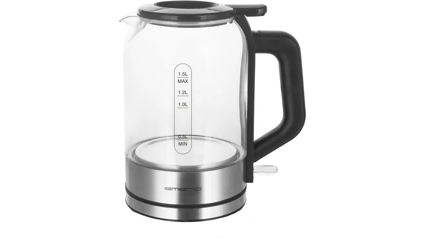 emerio Wasserkocher Glas mit Smart lid Deckel