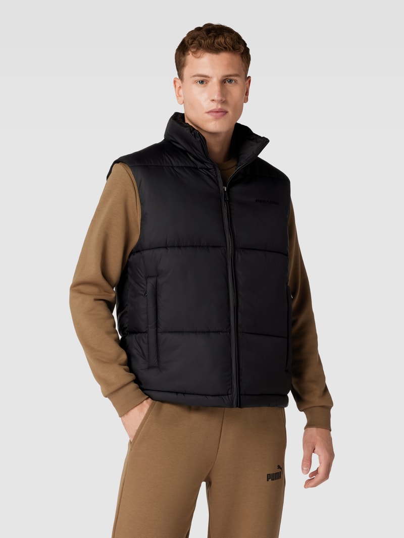 Steppweste mit Label-Stitching Modell 'LANDIN' in schwarz