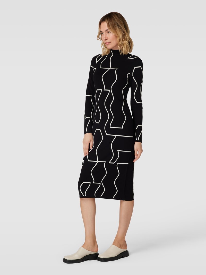 Midikleid mit Turtleneck in schwarz