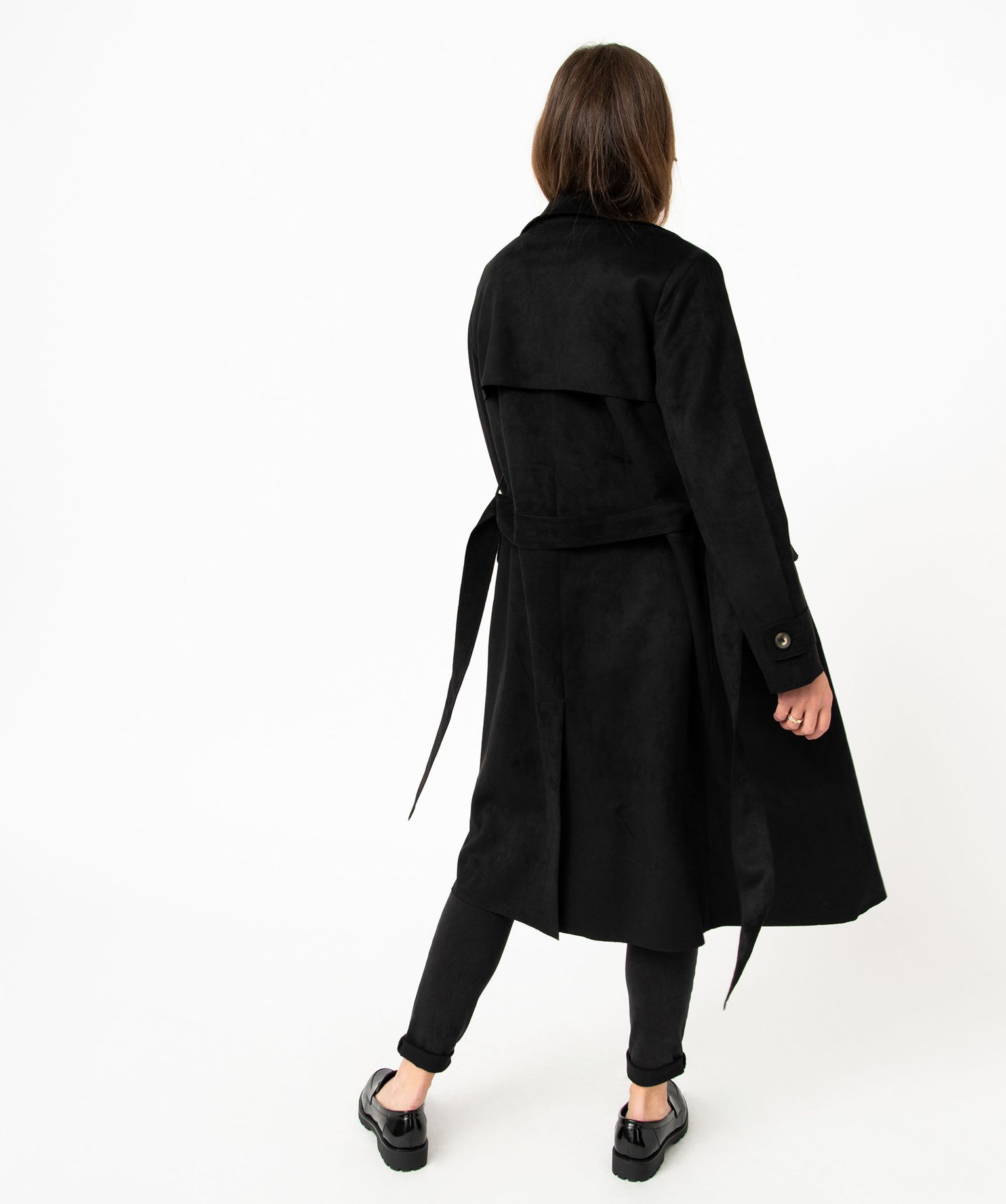 Imperméable long en suédine femme noir | GEMO