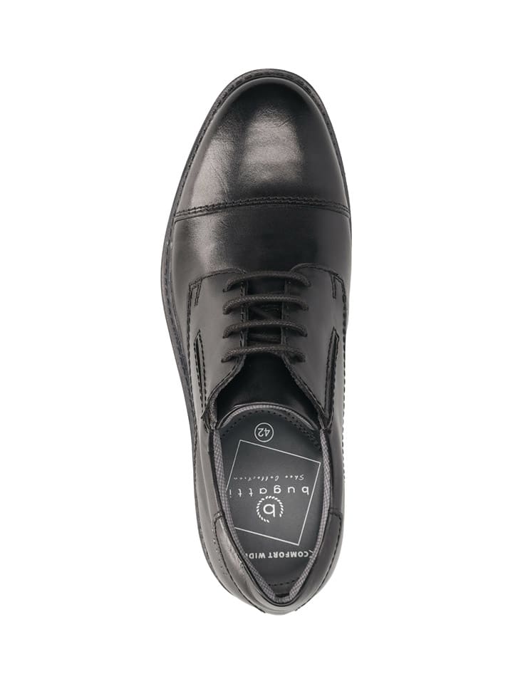 Bugatti Leder-Schnürschuhe in Schwarz günstig kaufen