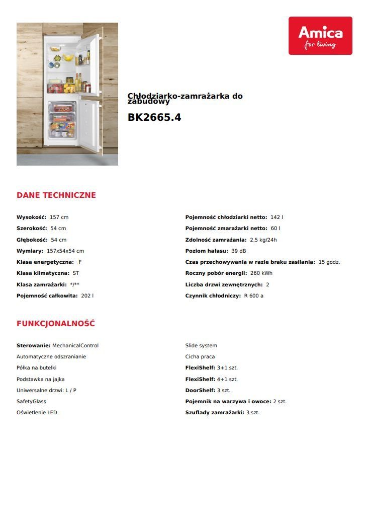 Amica Einbaukühlgefrierkombination BK2665.4