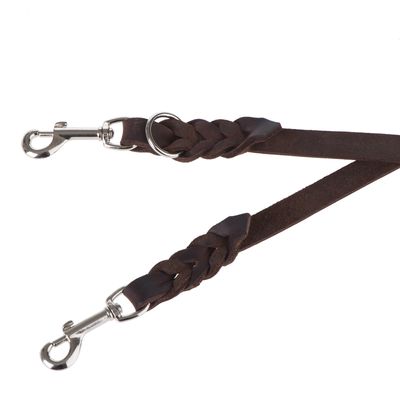 Heim Doppelleine aus Leder mit eingeflochtenem Karabiner