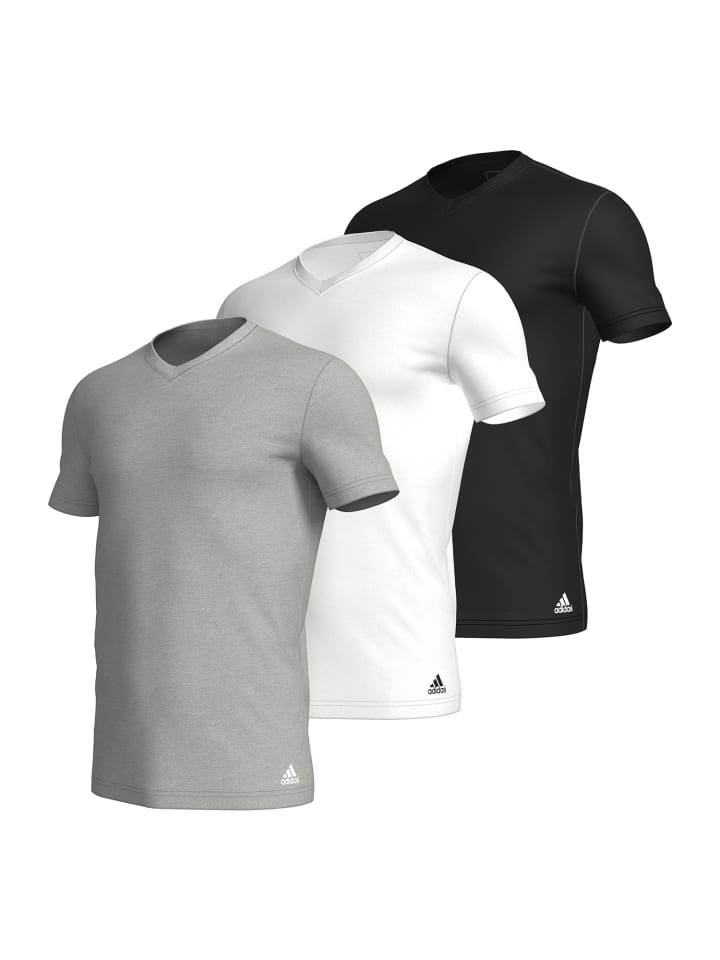 adidas T-Shirt V-NECK in schwarz, grau, weiß günstig kaufen