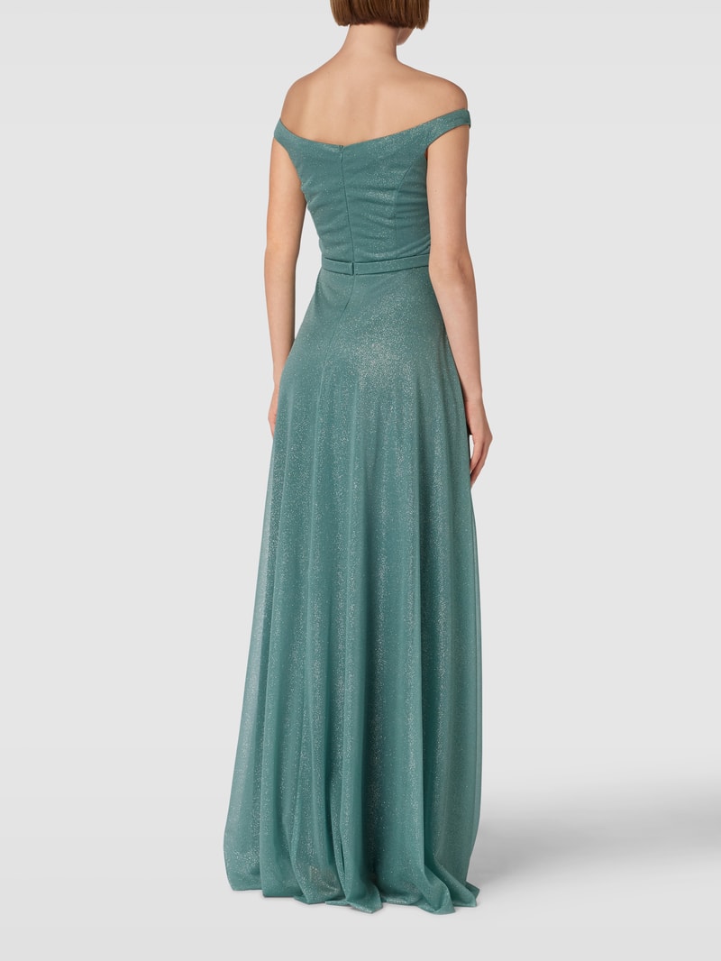 Abendkleid mit V-Ausschnitt in petrol