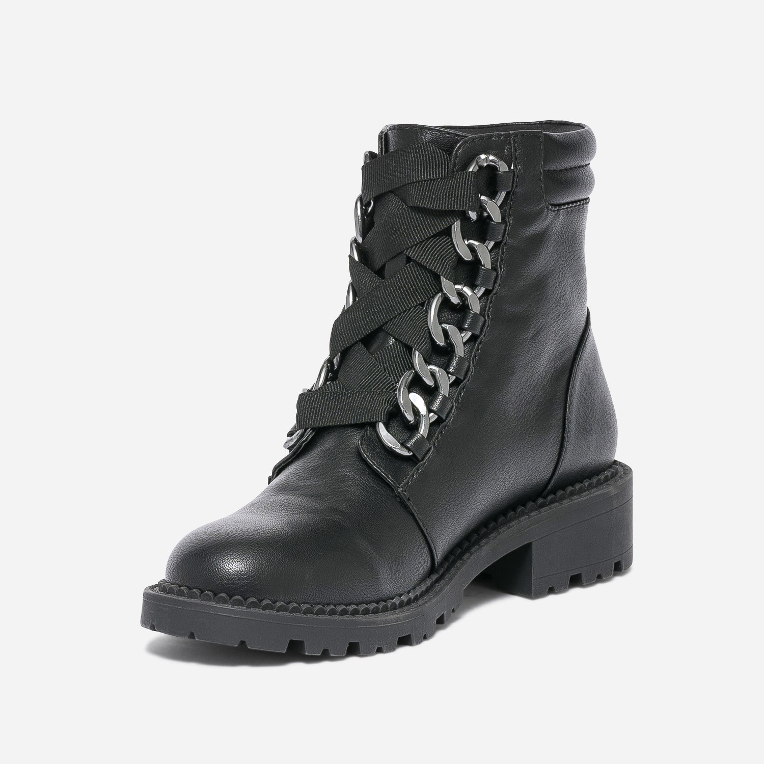 Boots TEXTO noir avec œillets-chaine métal