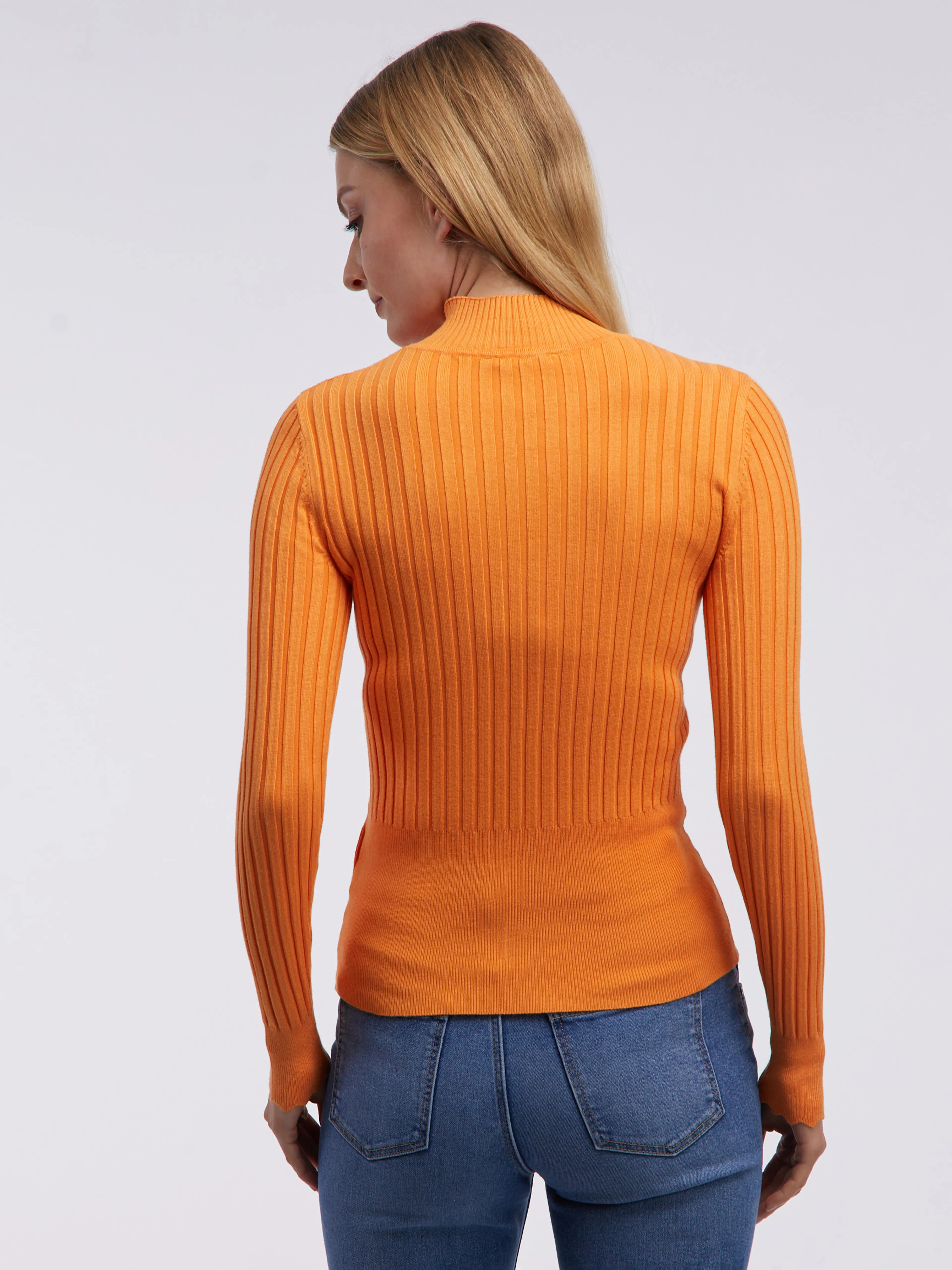 Orangefarbener Damen-Ripp-Pullover ORSAY