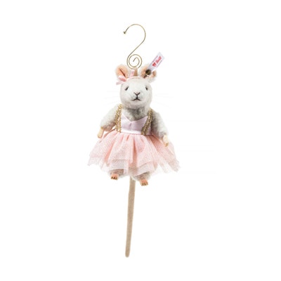 Ballerina Maus Ornament, 11 cm, hellgrau