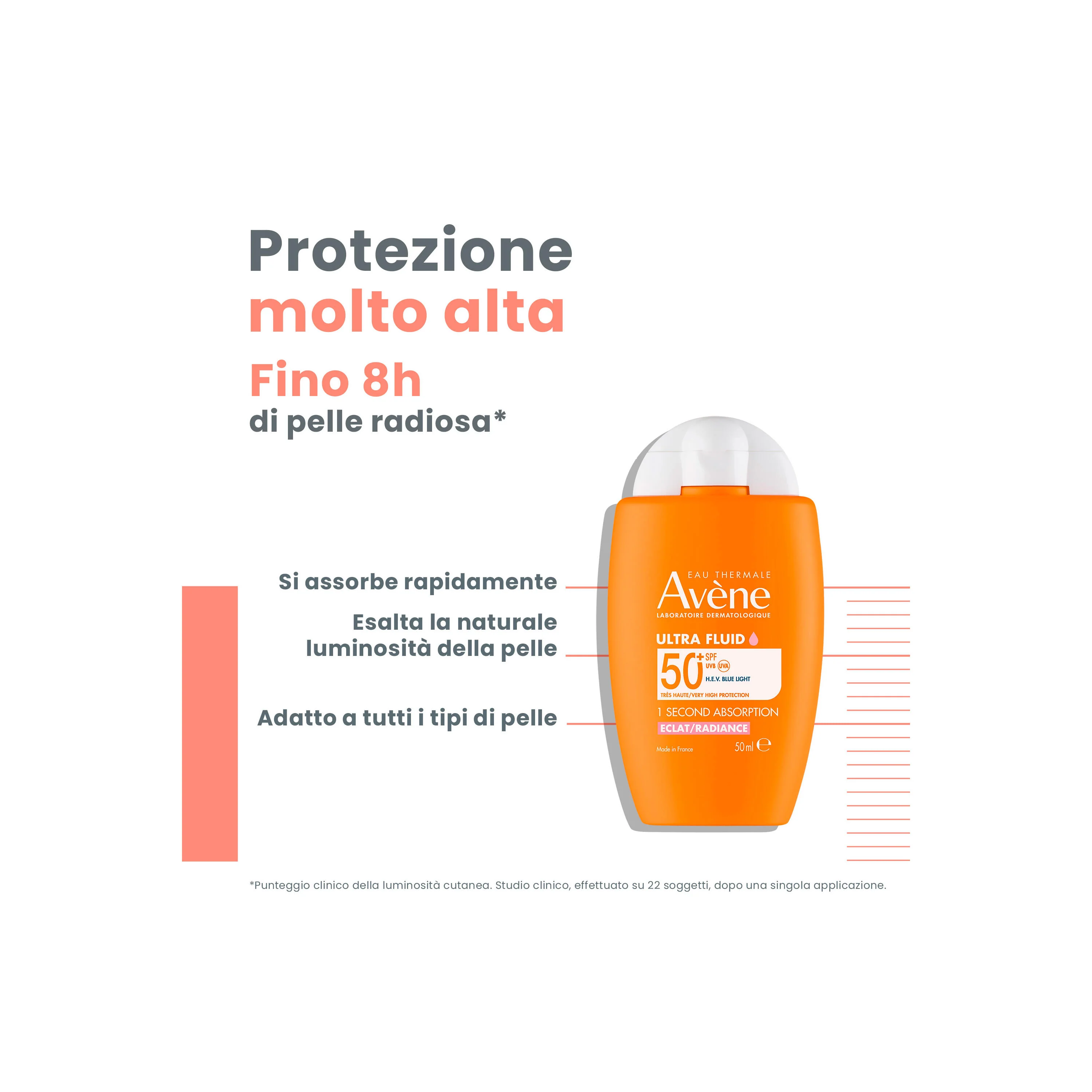Suncare Ultra Fluid Luminosity SPF50+ – Solkrem med høy beskyttelse for ansiktet.