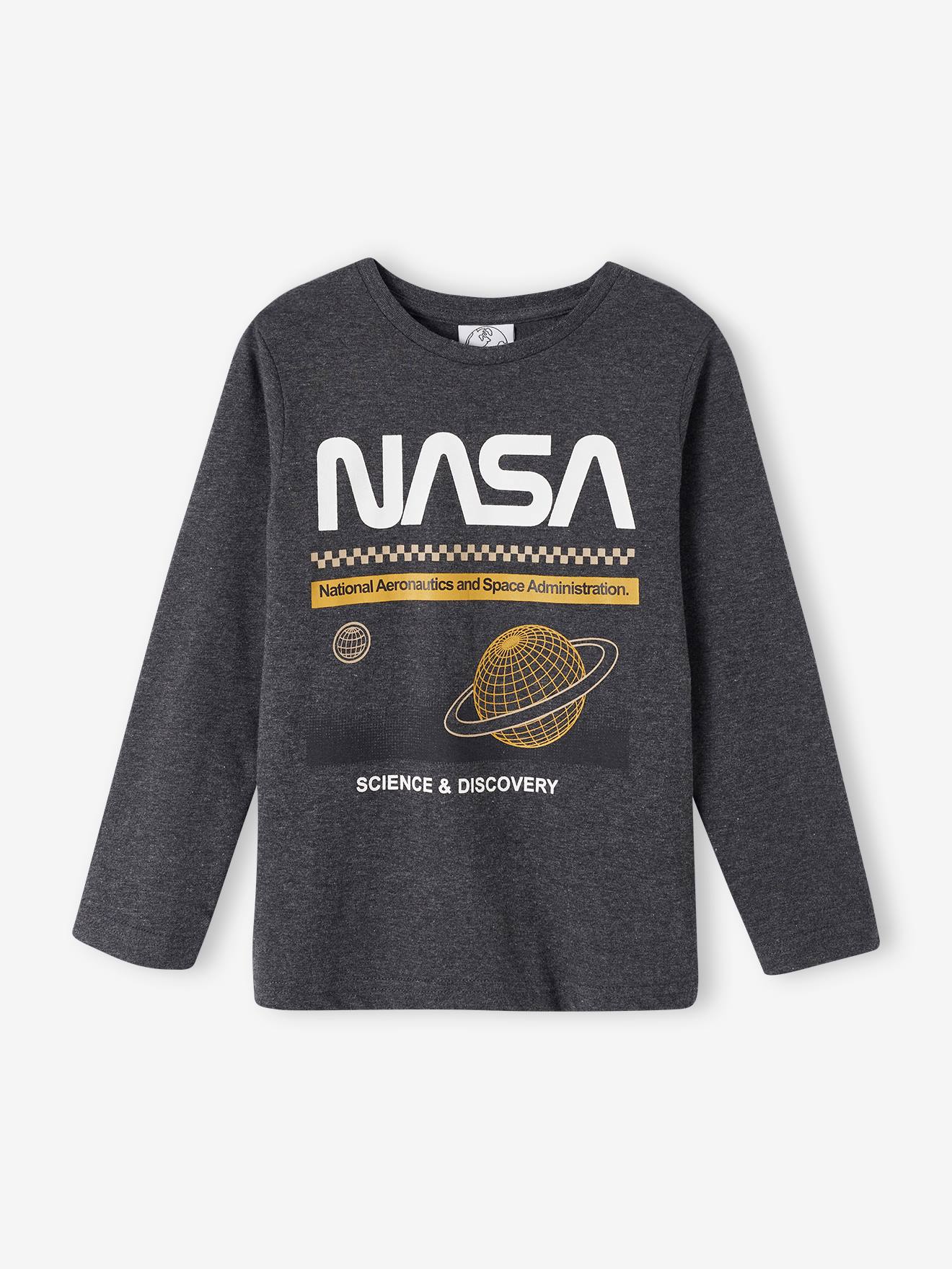 T-shirt manches longues NASA® garçon gris fonce chine