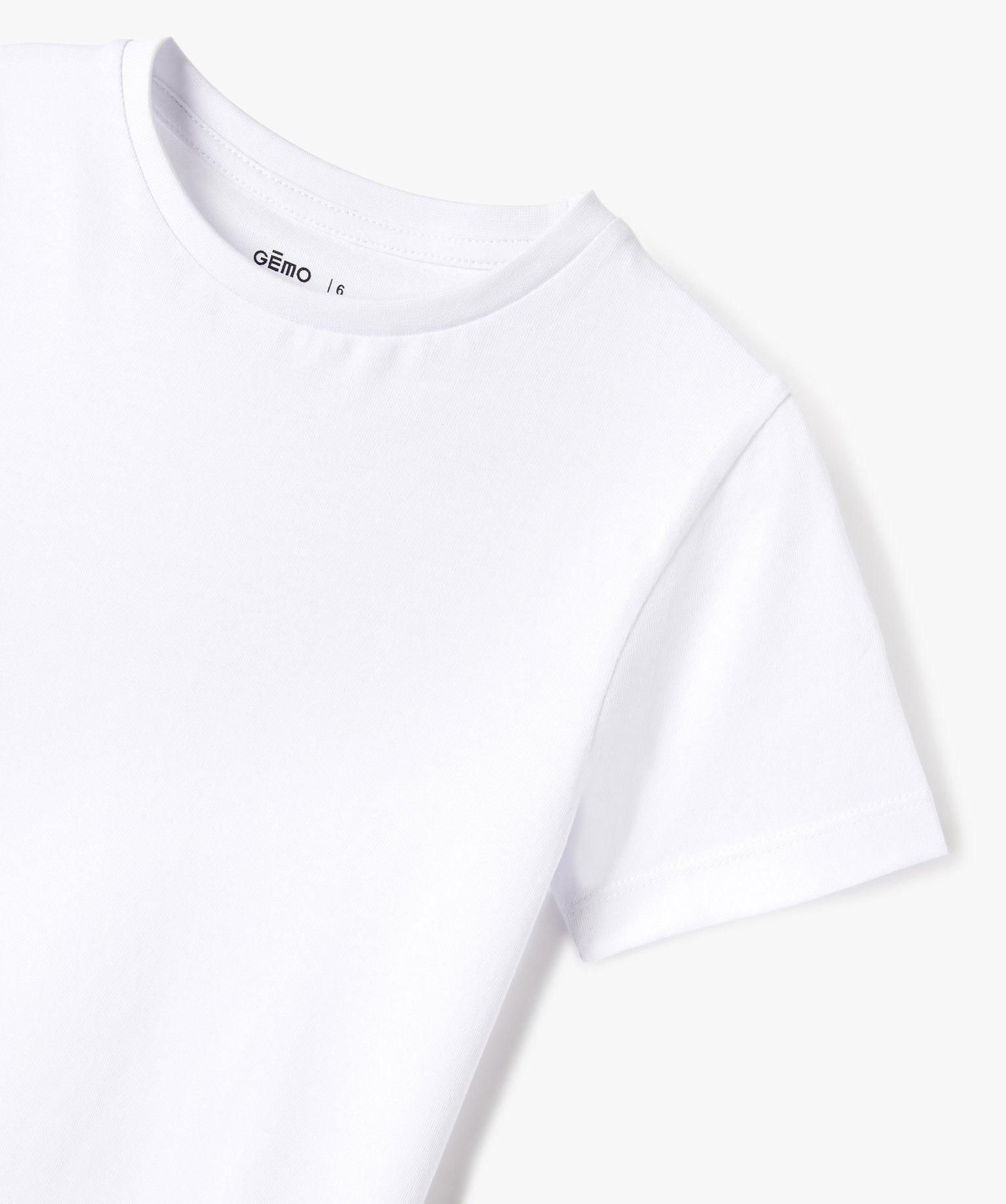 Tee-shirt Garçon uni à manches courtes blanc | GEMO