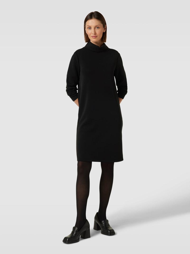 Knielanges Kleid mit Stehkragen Modell 'Scuba' in black