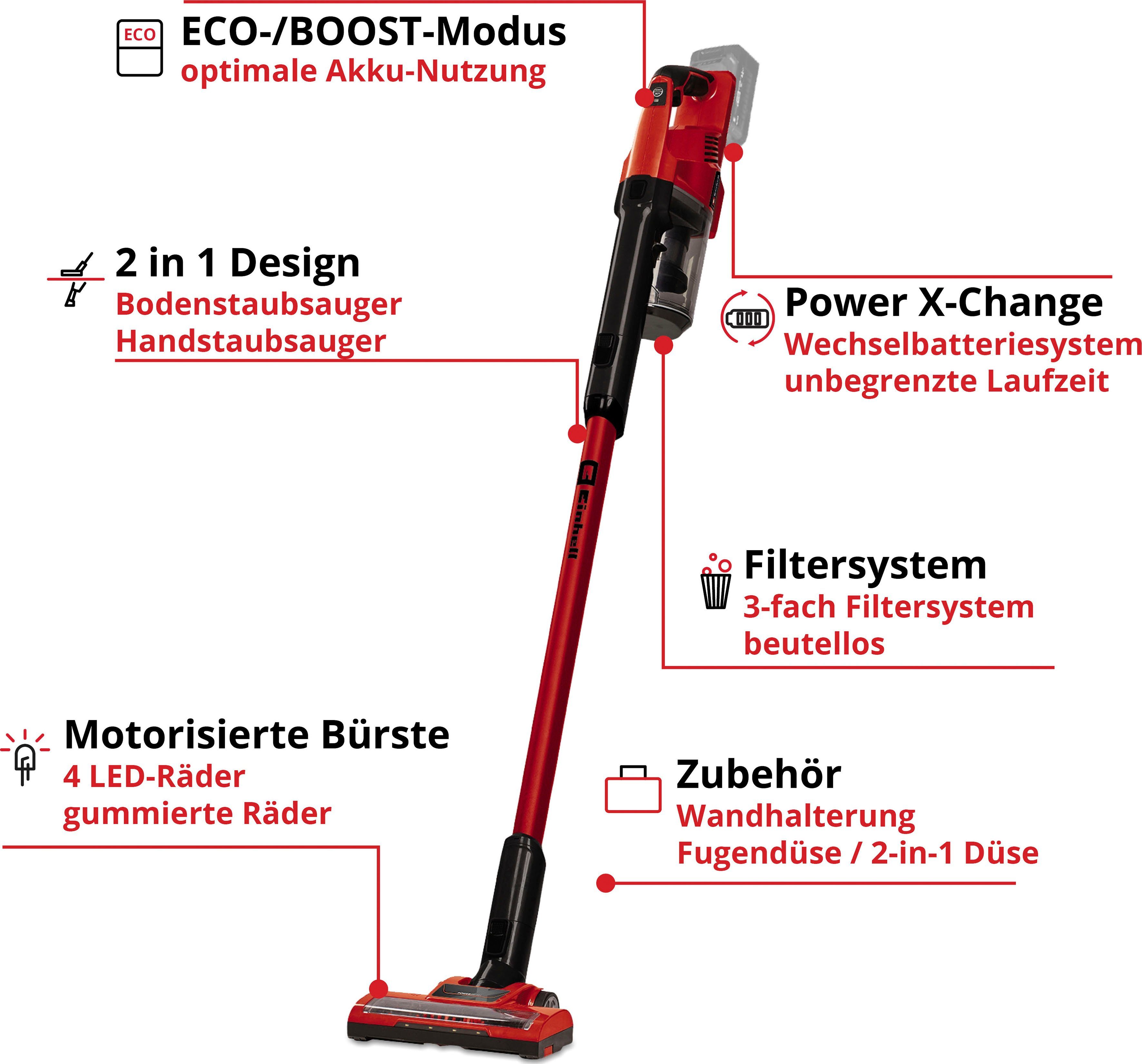 Einhell Akku-Hand-und Stielstaubsauger TE-SV 18 Li, 120 W, beutellos, inkl. 18 V 2,5 Ah Akku und Ladegerät