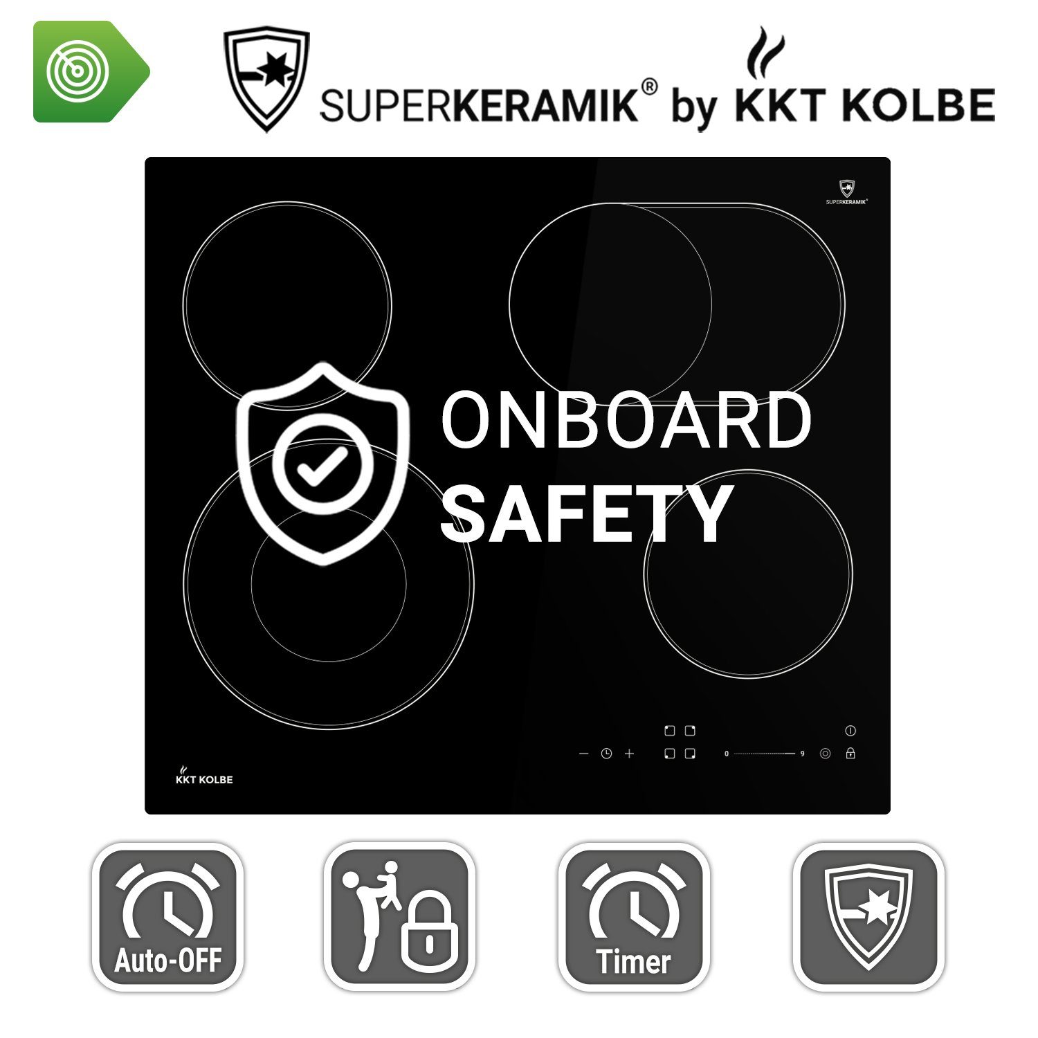 KKT KOLBE Elektro-Kochfeld KF592RL, 59cm / Autark / 6,6kW / 9 Stufen / 4 Zonen / Rahmenlos / Touch